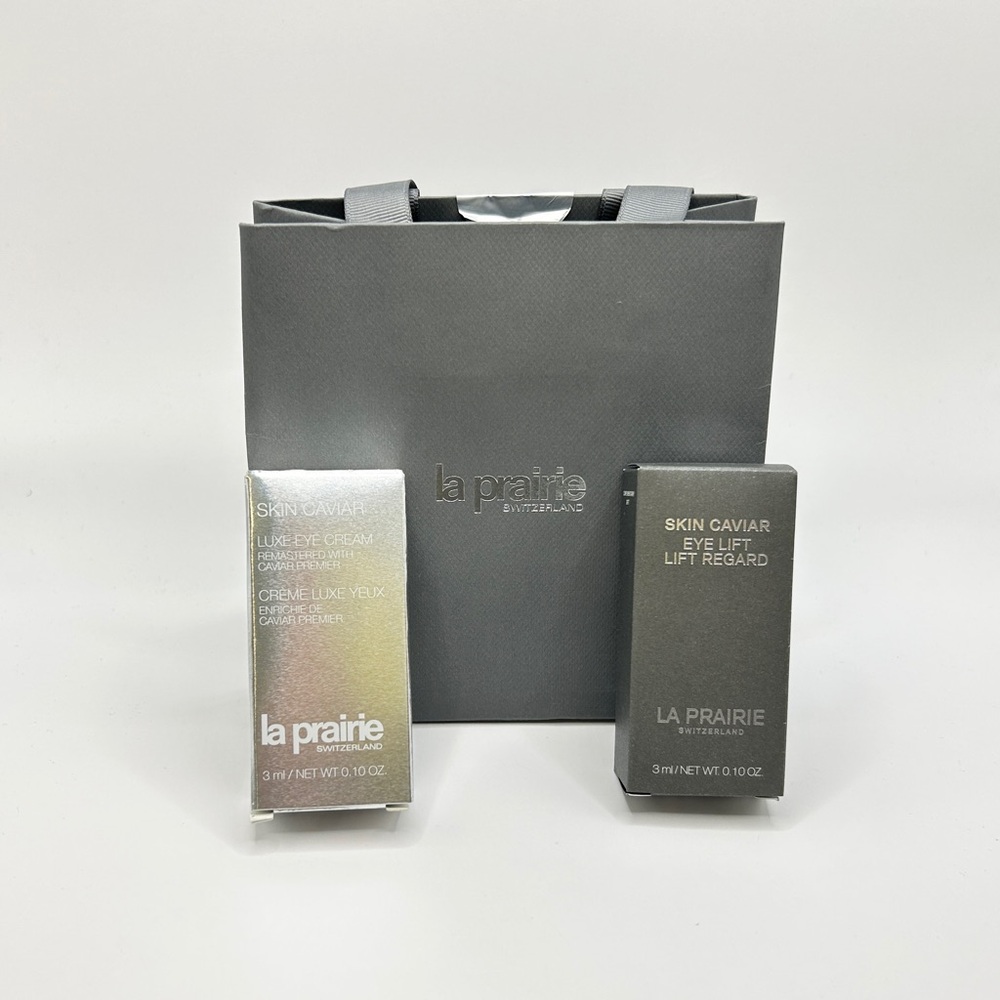 La Prairie Mini Skin Caviar Eye Cream Set of 2 with Shopping Bag, New